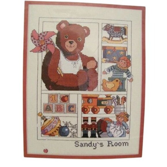 Bucilla Pin-Wheel Teddy Counted Cross-Stitch Kit 11x14 Lullaby Baby Heather King - Picture 5 of 9